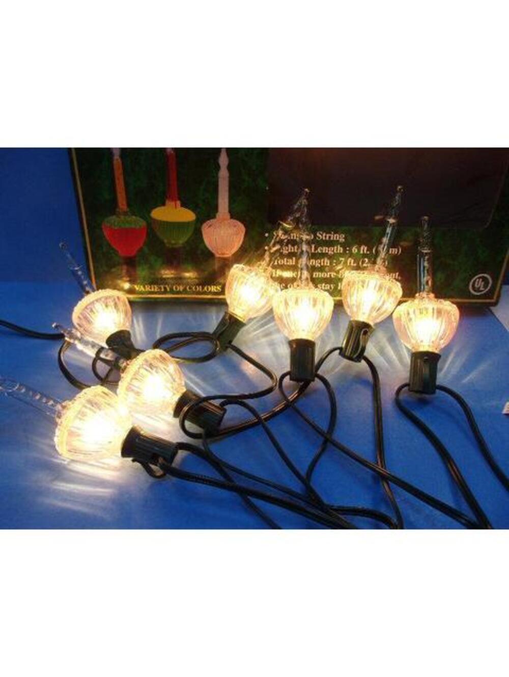 Vintage Box of Indoor/Outdoor Bubble Lights Clear Set of 7 Working Taiwan